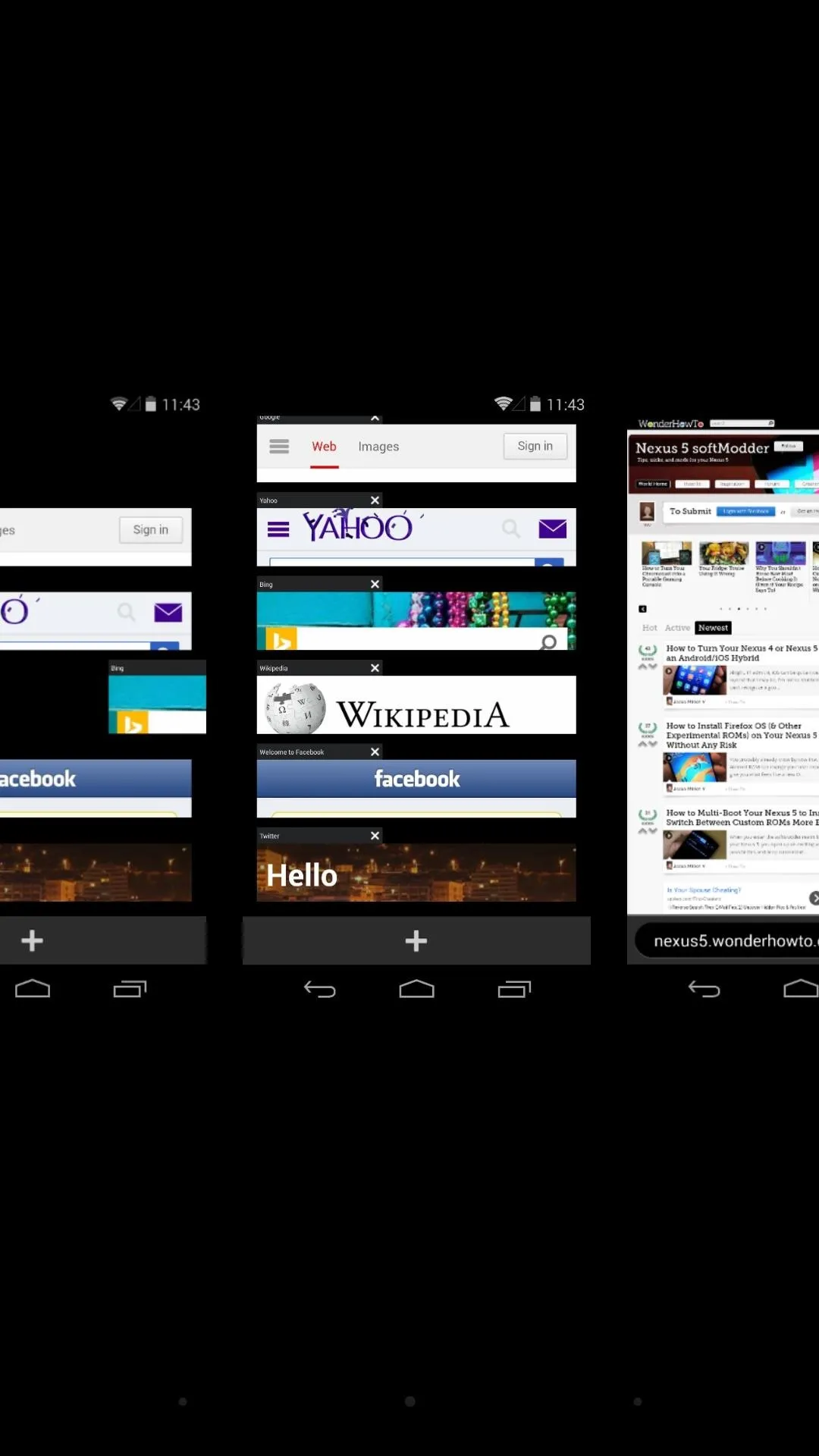 Browser window displaying multiple tabs on a smartphone.