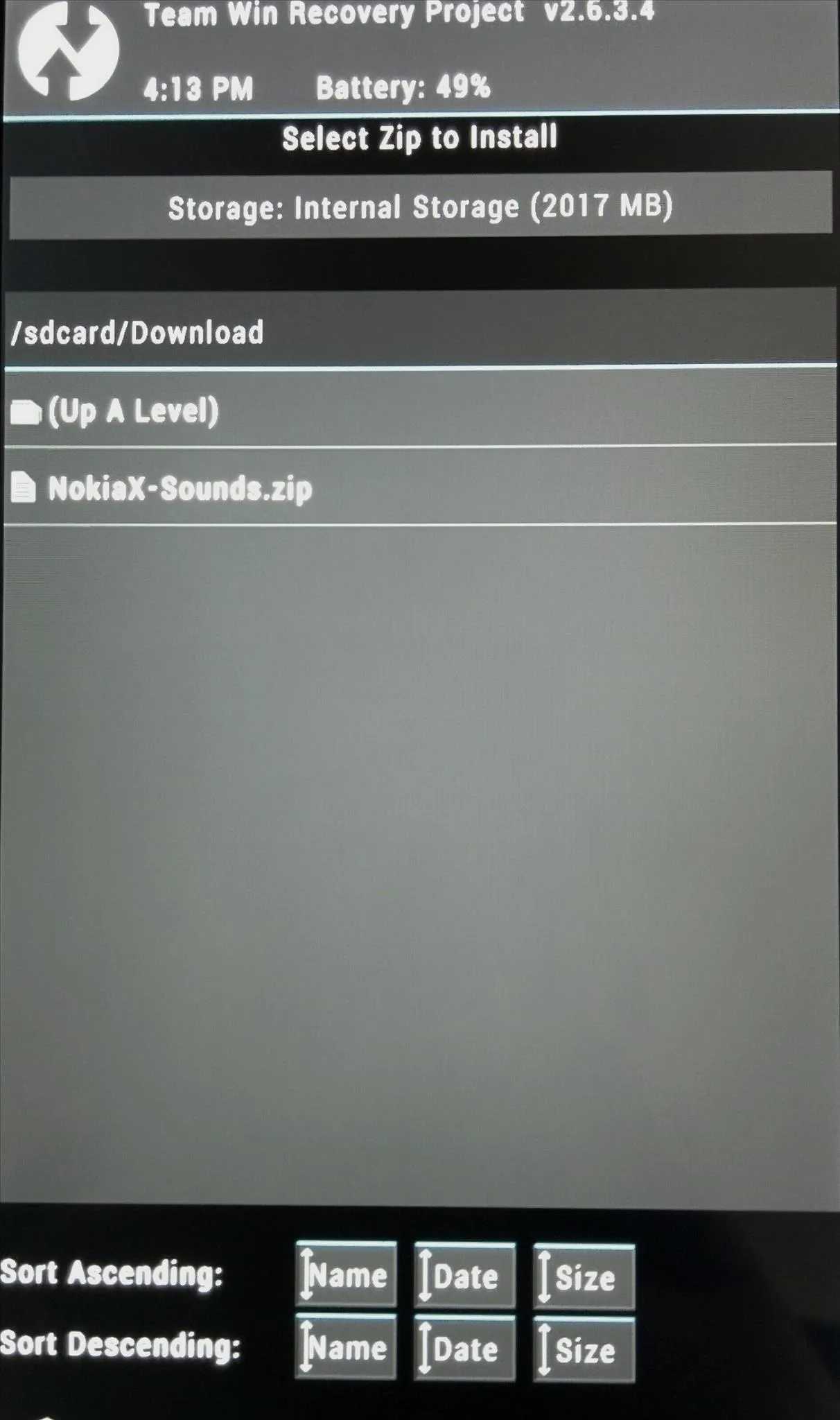 Storage settings screen showing available and used storage on a device.