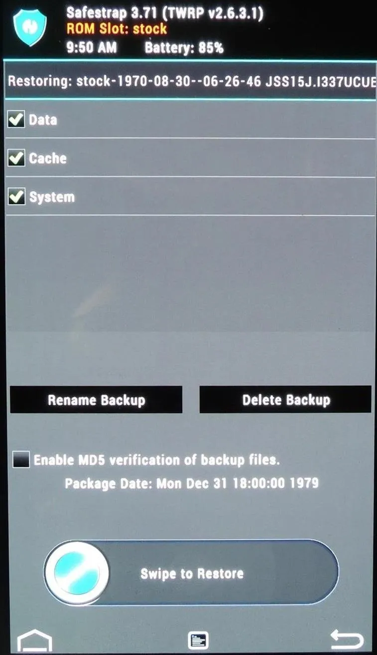 Backup options interface showing settings and choices for managing backups.