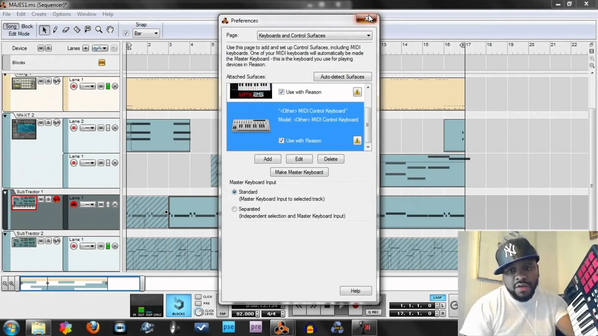 Music production software interface showing a timeline with audio tracks and editing tools.