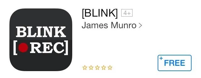 App icon for "BLINK" by James Munro, featuring a dark background with white text and graphic elements.