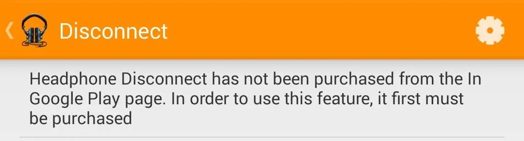 Headphone Disconnect purchase notification prompt.