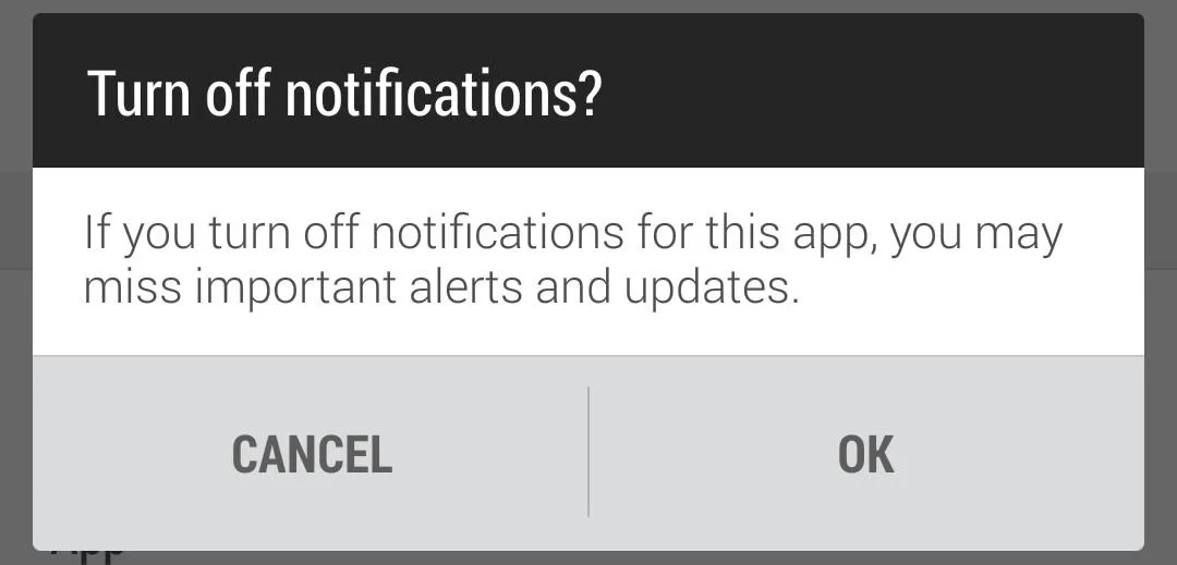 Notification settings prompt on a mobile app.