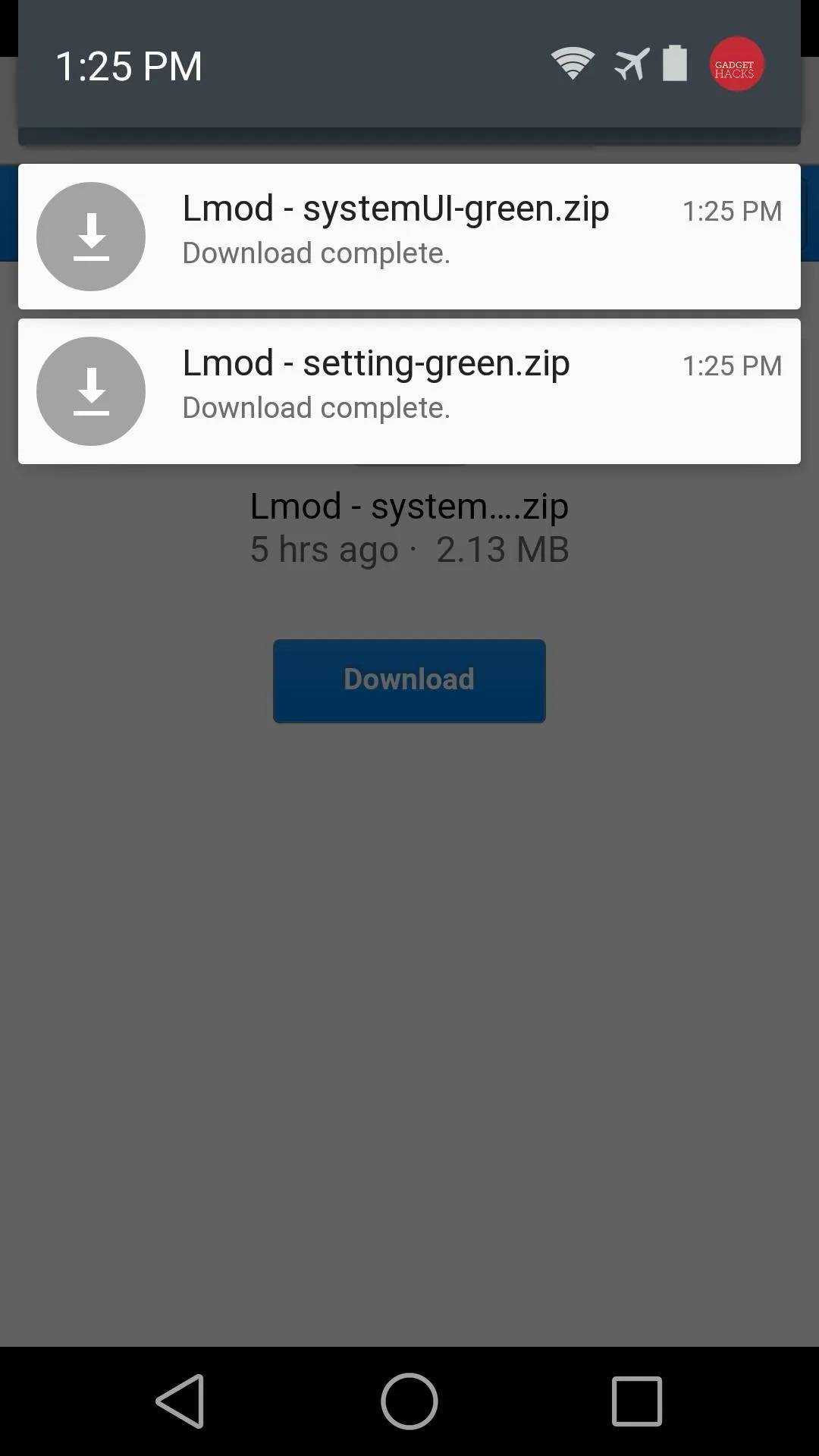 Download notifications for files named "L-meet - dynamic green.zip" and "L-meet - setting green.zip".