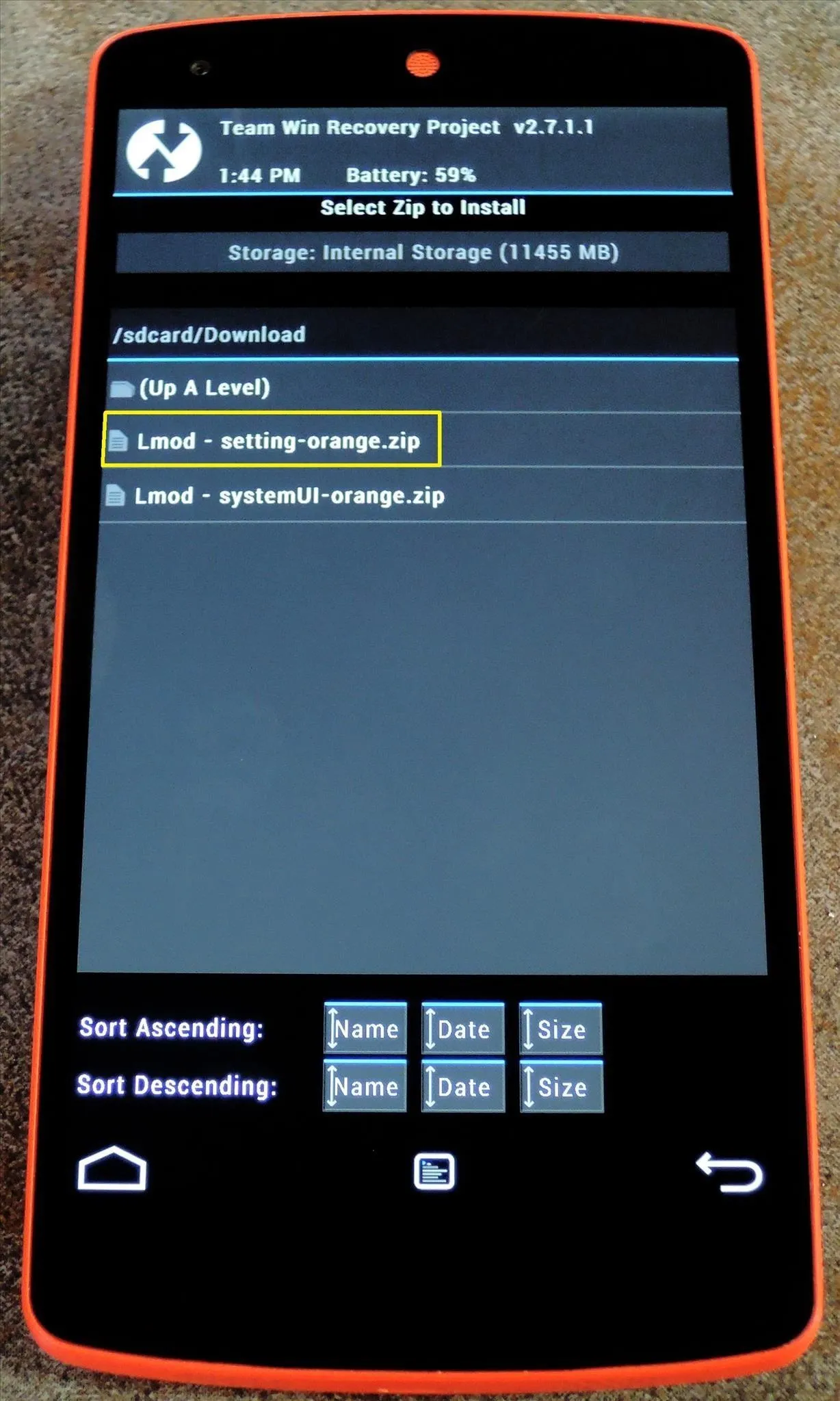 Smartphone screen displaying storage information and options.