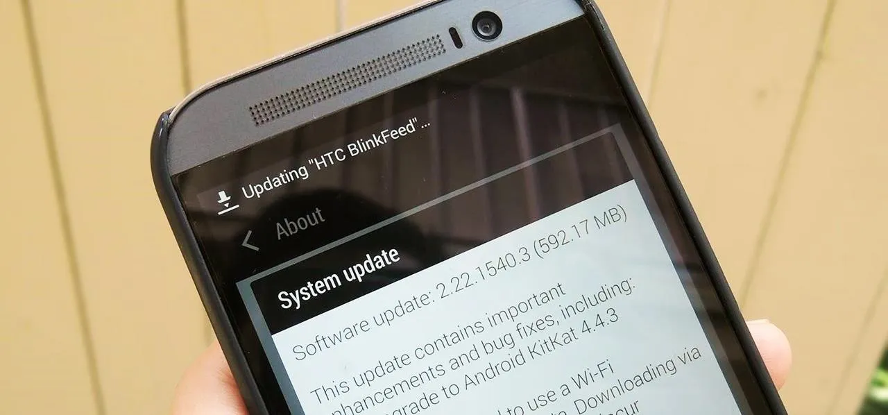 Smartphone screen displaying a system update message.