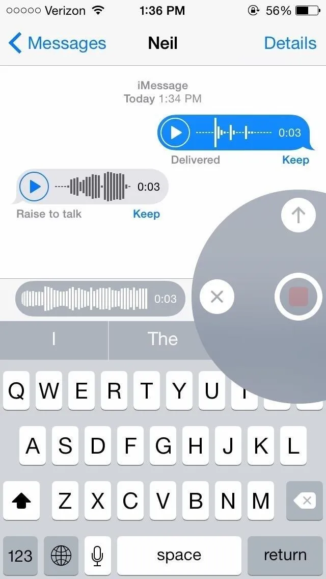 Voice message interface on a smartphone messaging app.