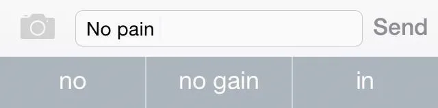 No pain, no gain message on a messaging app interface.