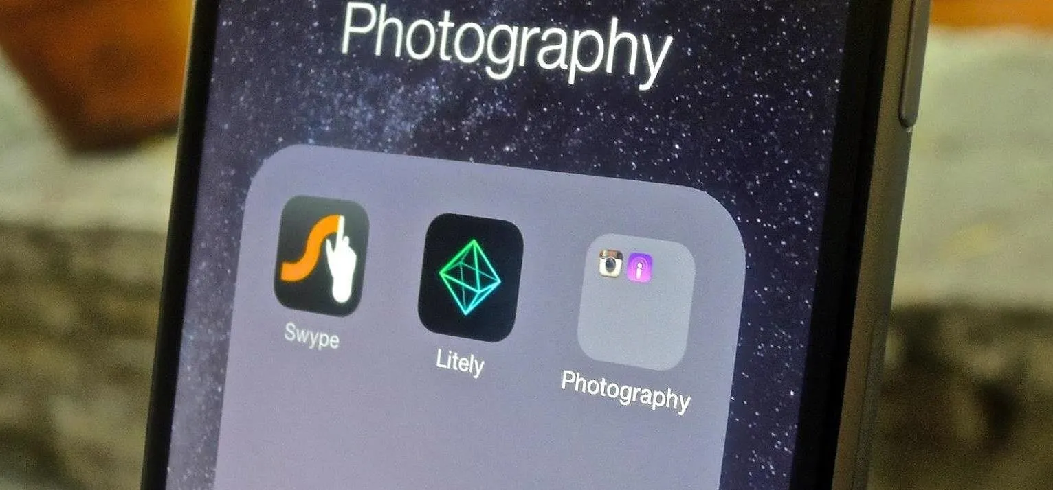 Photography apps on a smartphone screen.