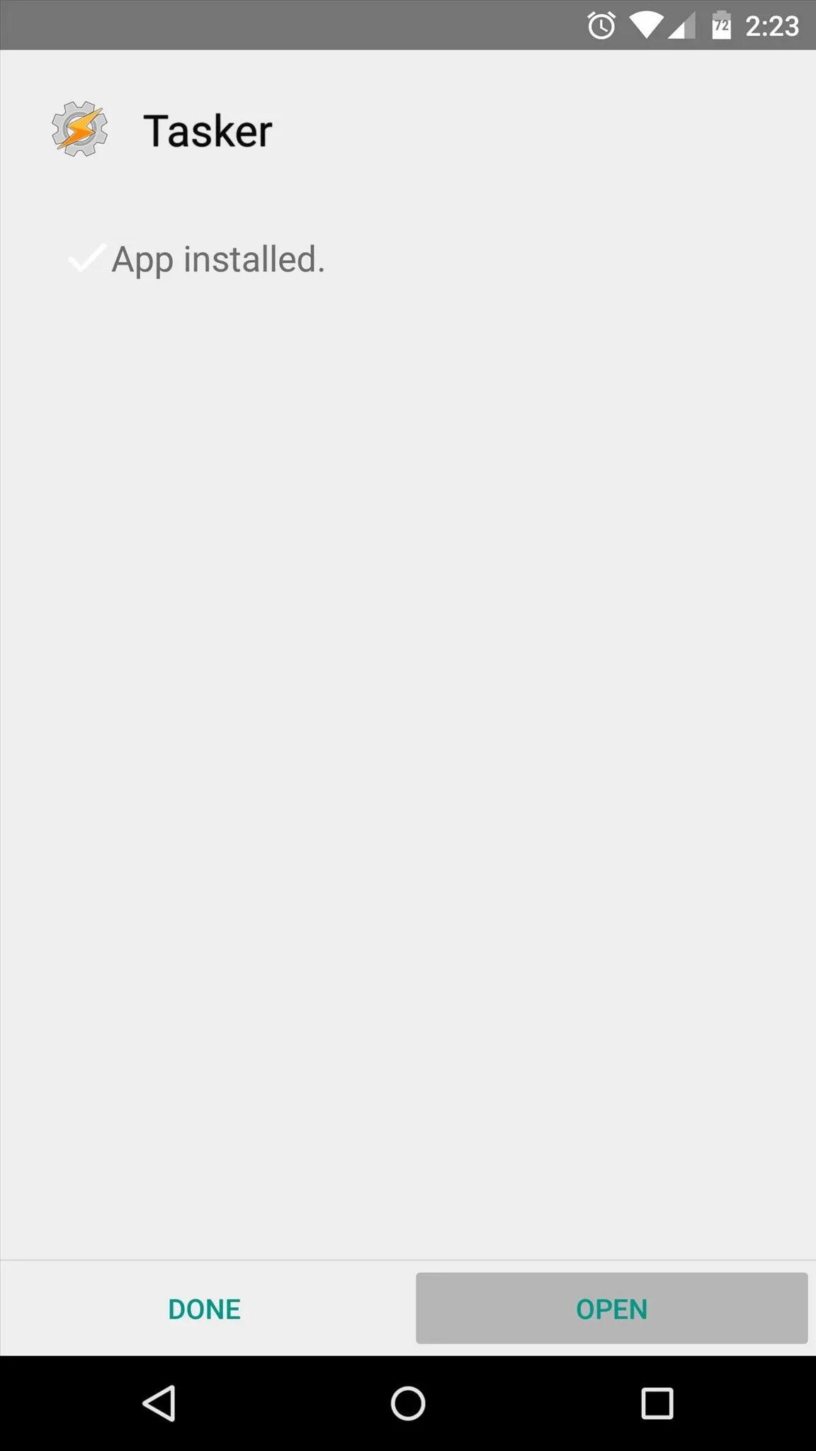 Tasker app installation confirmation screen