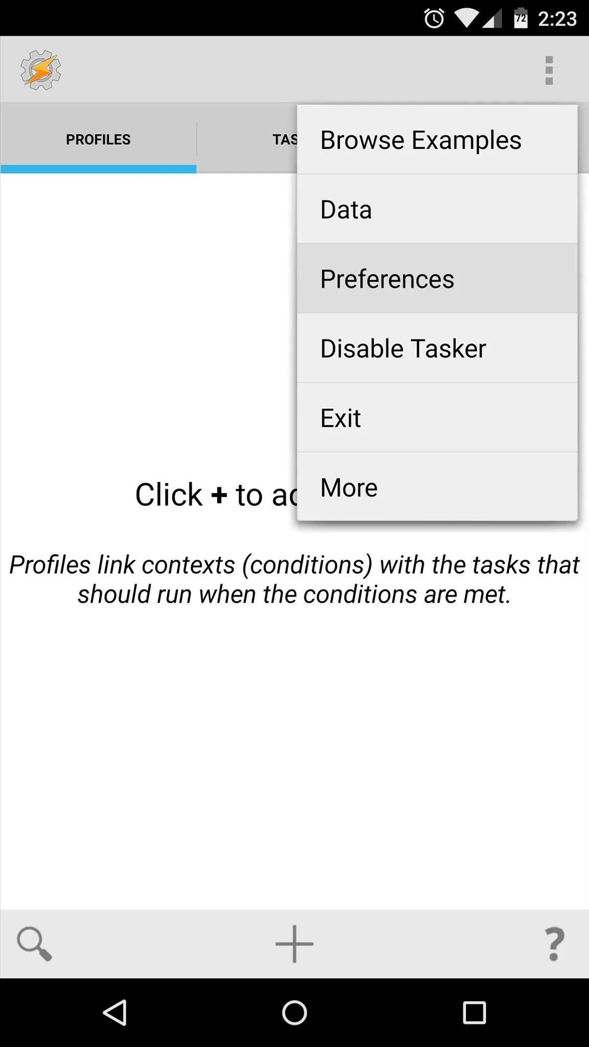 Menu options for a software application interface.