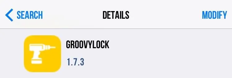 Icon for the GroovyLock app version 1.7.3, featuring a drill symbol.