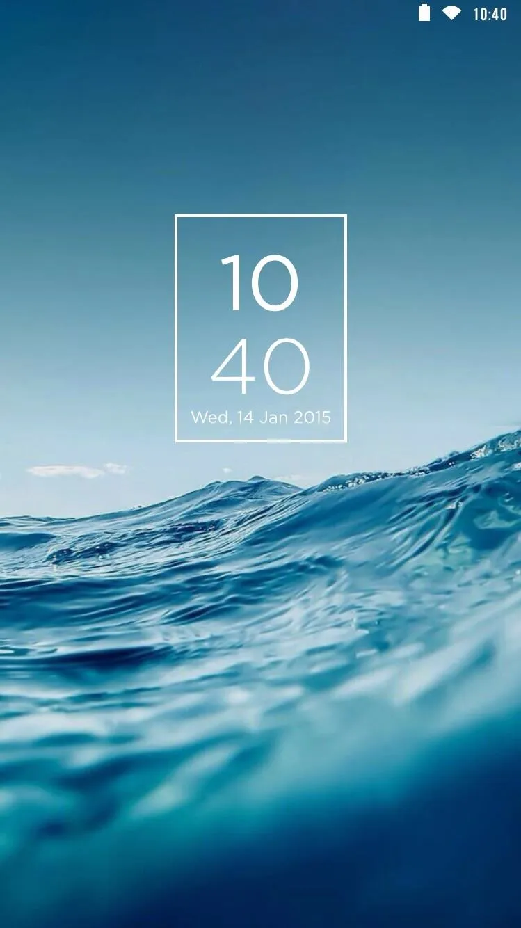 Ocean waves with a digital clock display at the top.