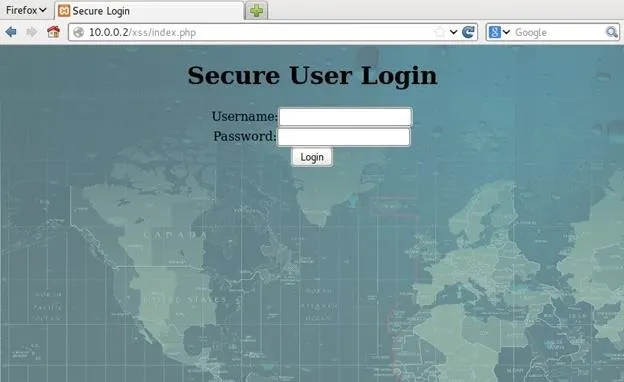 Secure user login interface with fields for username and password.