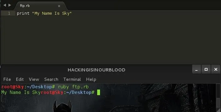 Code snippet displaying a Python print statement in a terminal.