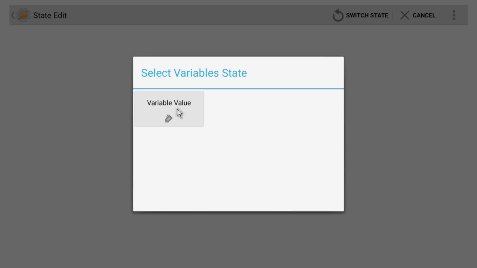 Select Variables Store interface with an option to add a variable.