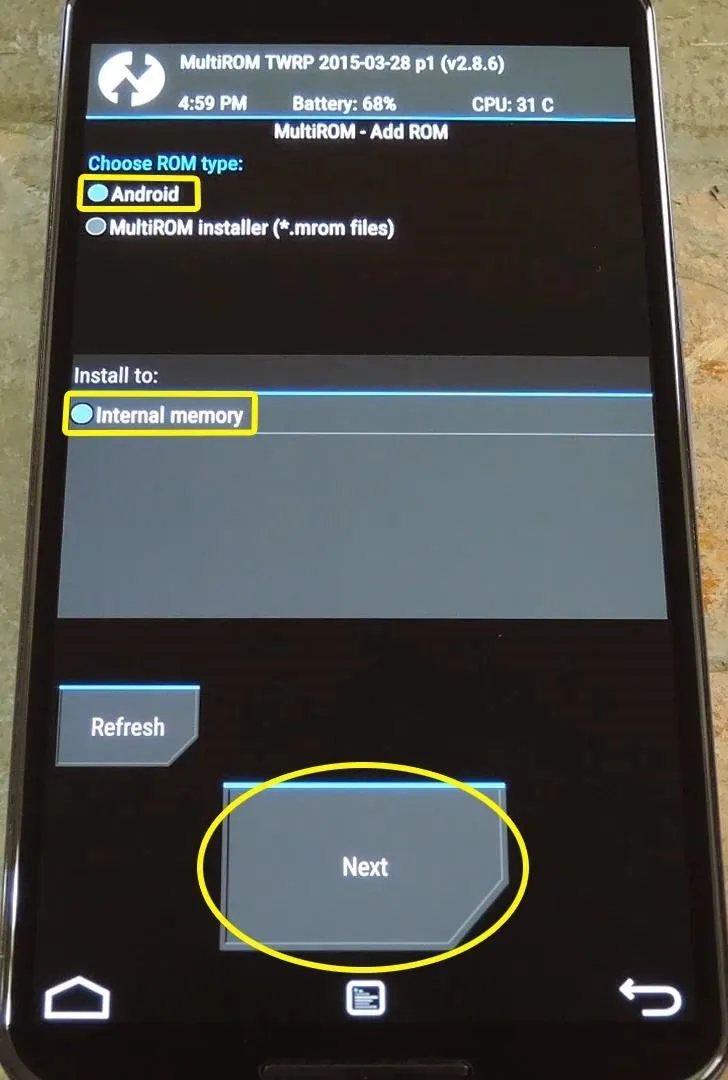 Smartphone screen displaying a user interface for modifying device settings.