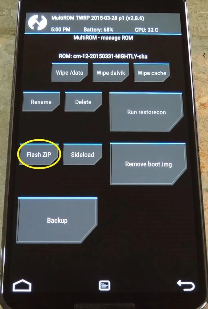 Mobile screen displaying system settings with various options highlighted.