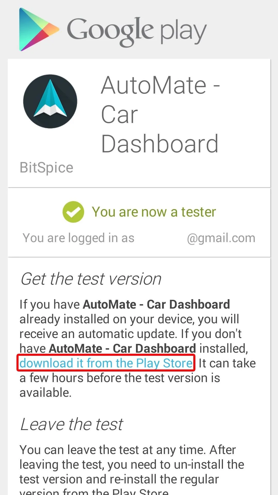 AutoMate - Car Dashboard app update information on Google Play.