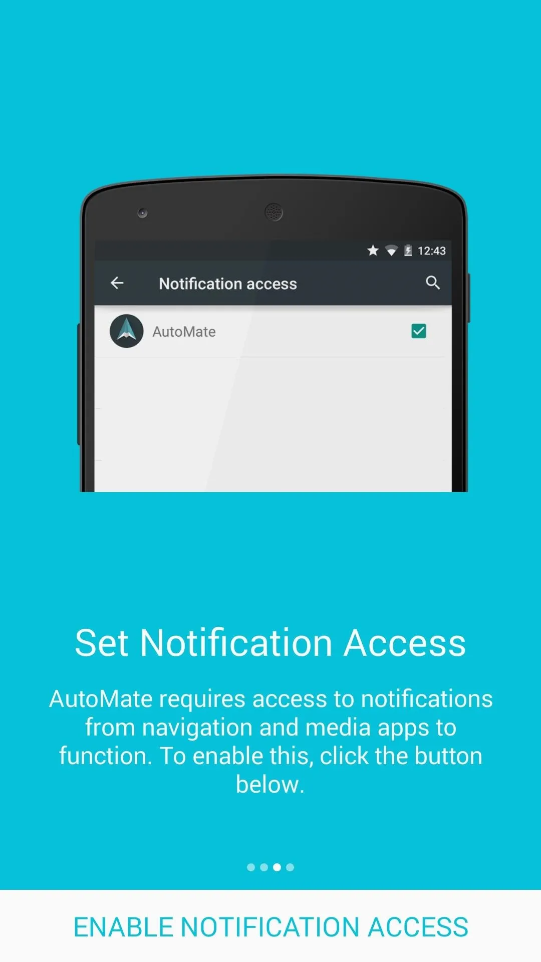 Set Notification Access instructions for app notifications.