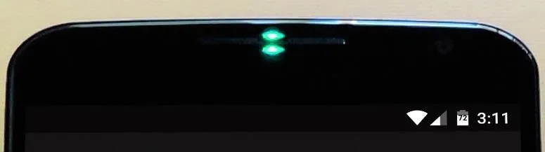 Green notification light on a smartphone.