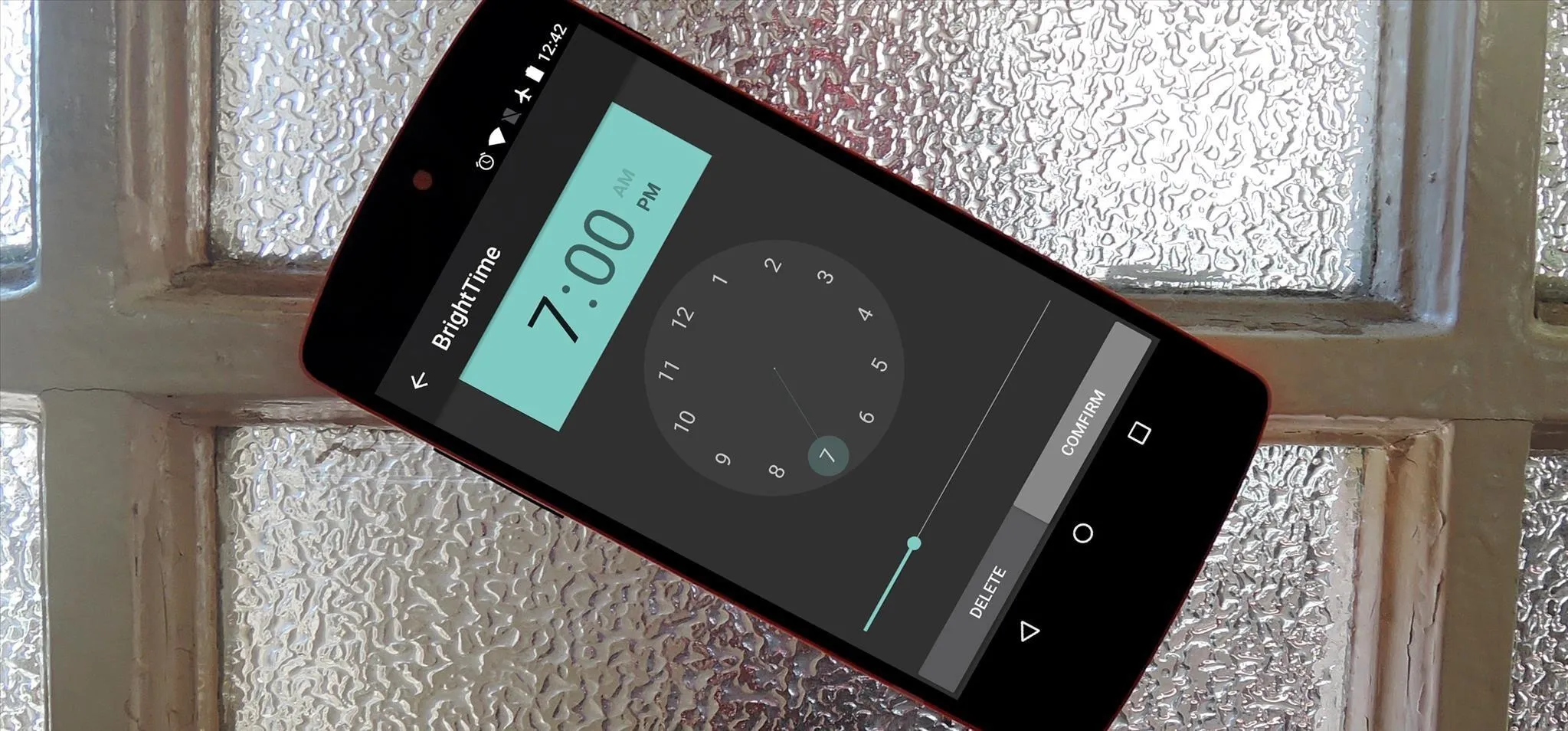 Alarm clock interface on a smartphone.