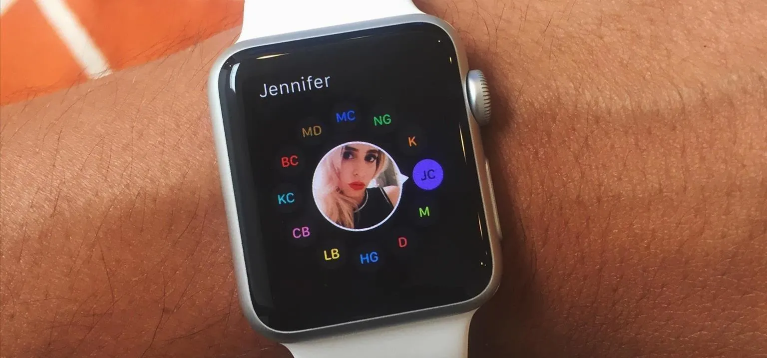 Smartwatch displaying a user's profile picture with a circular design.