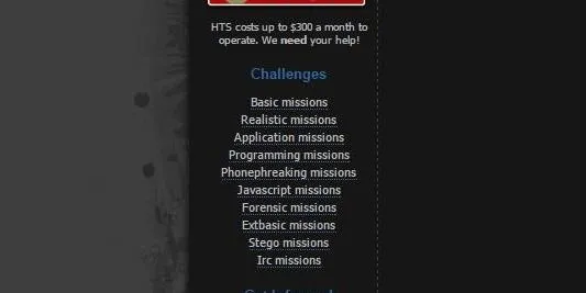 List of various types of missions labeled as challenges.
