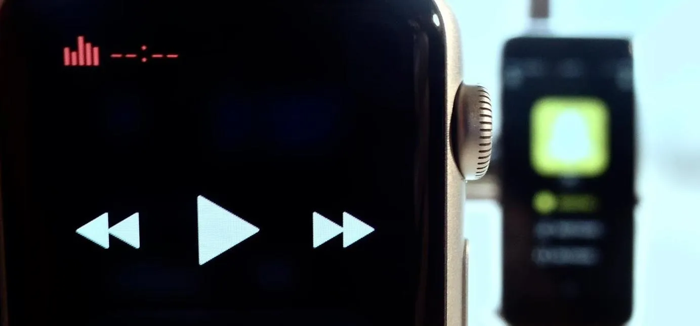 Smartwatch displaying music playback controls.