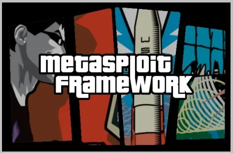 Metasploit Framework logo featuring graphic elements.