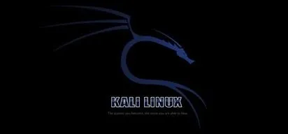 Kali Linux logo featuring a blue dragon silhouette on a dark background.