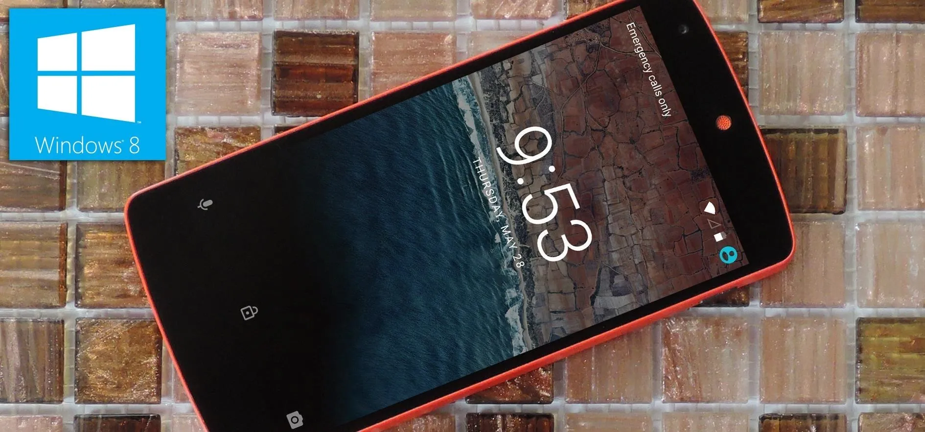 Smartphone displaying the time 9:53 on a textured surface.