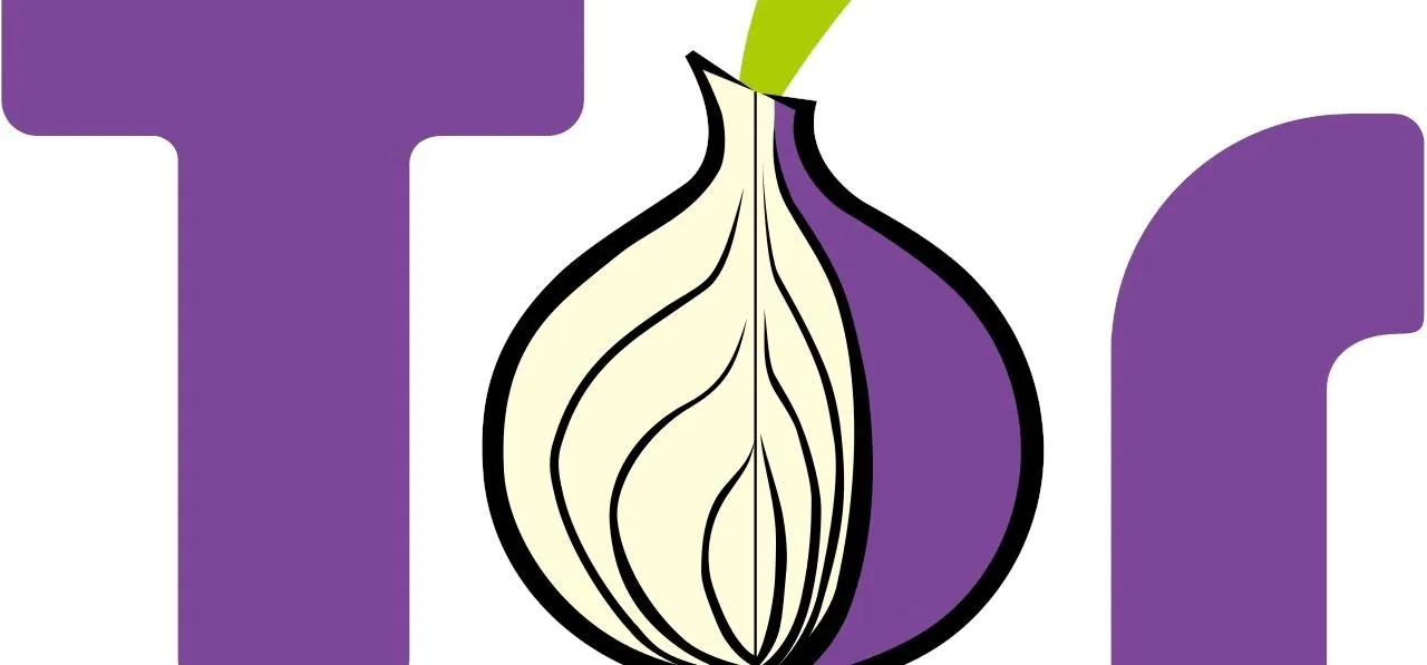 Tor logo featuring an onion design and purple text.