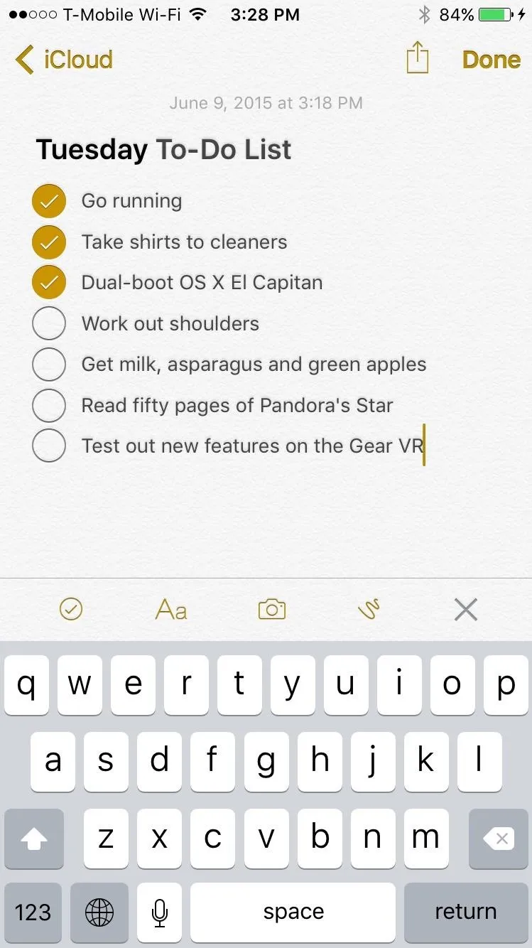 To-Do list for Tuesday on a smartphone screen.