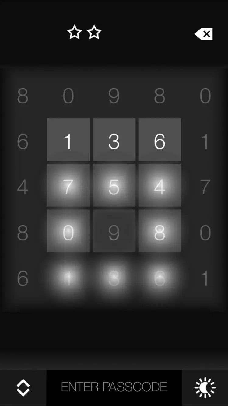 Numeric keypad for passcode entry.