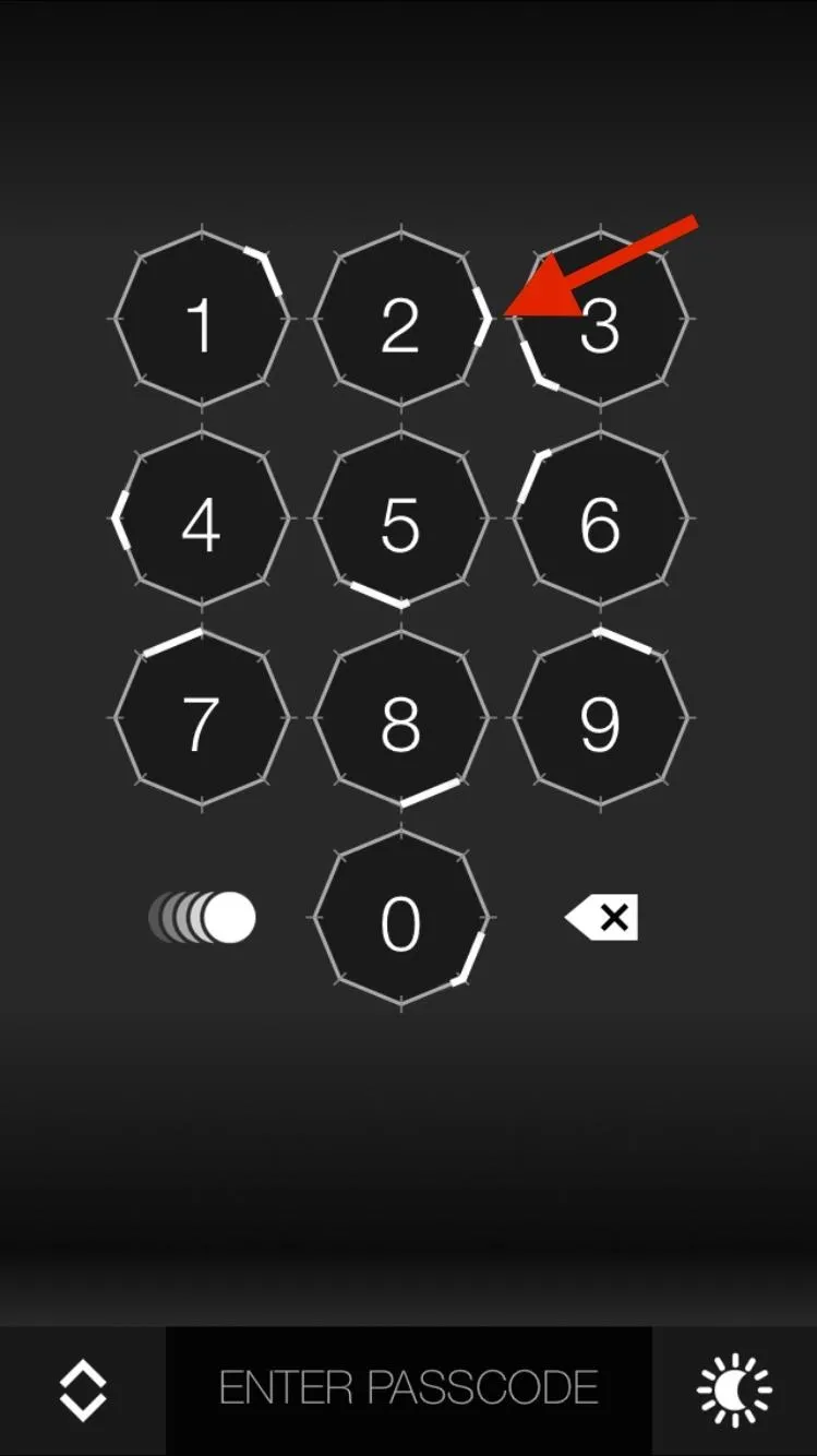 Numeric keypad for entering a passcode with the number 3 highlighted.