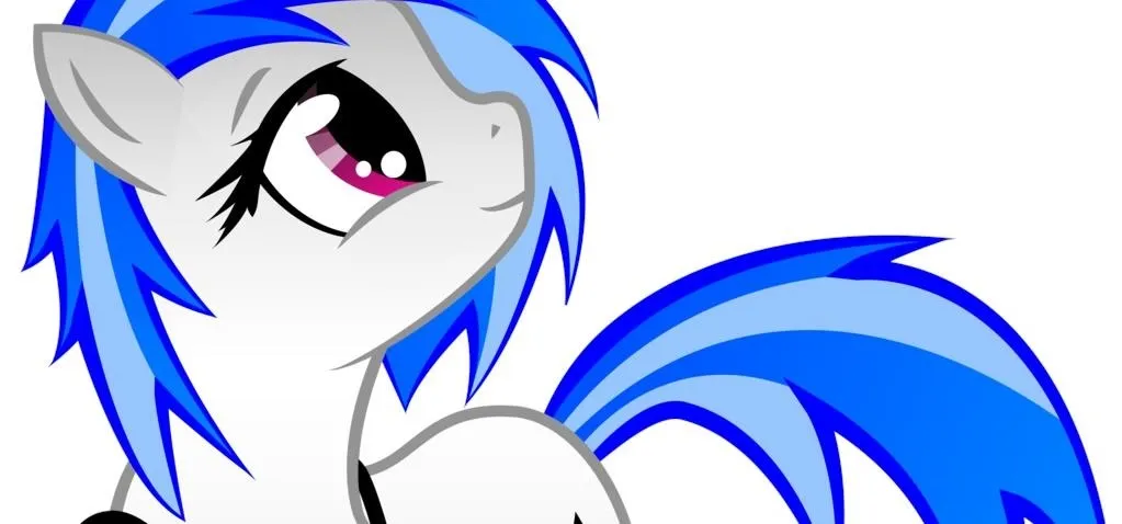 Animated blue-and-white pony with a stylized appearance.