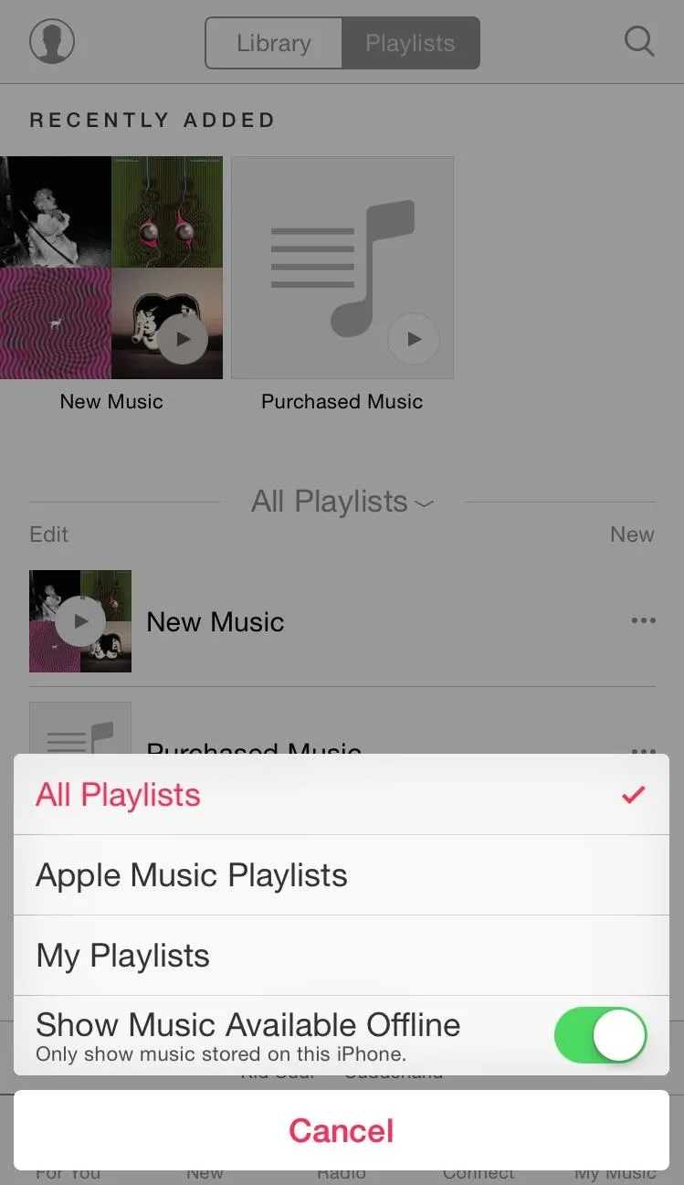 App showing music playlists on a mobile app interface.