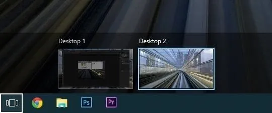 Two desktop screens displayed side by side, one showing a graphic design program and the other depicting a perspective view of a modern architectural interior.