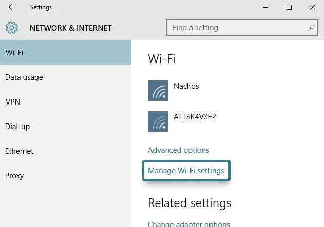 Wi-Fi settings menu on a Windows computer.