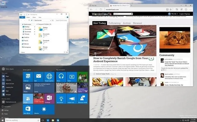 A computer screen displaying a desktop with a web browser open and a file explorer window.