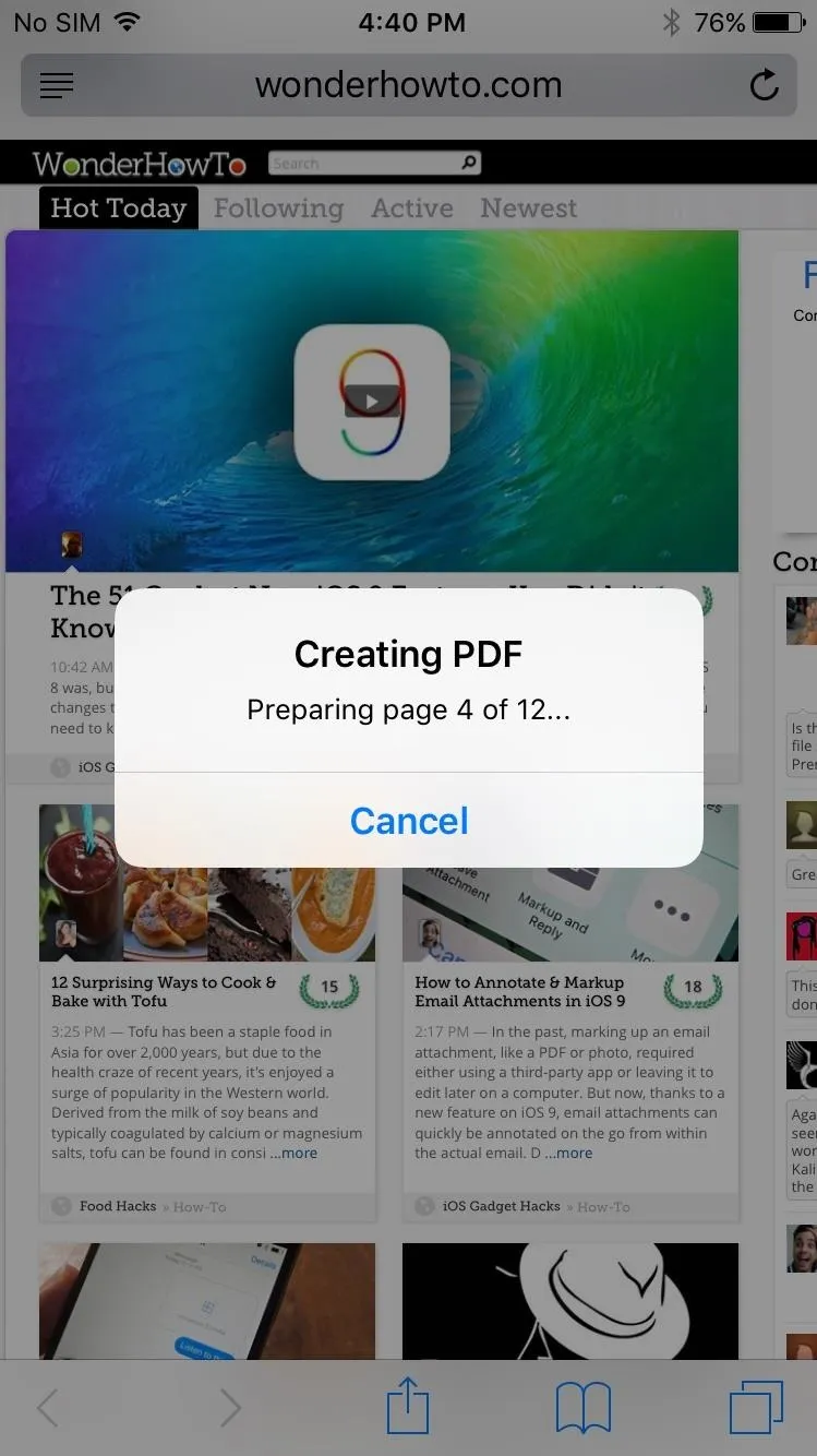 Creating PDF notification on a mobile device.