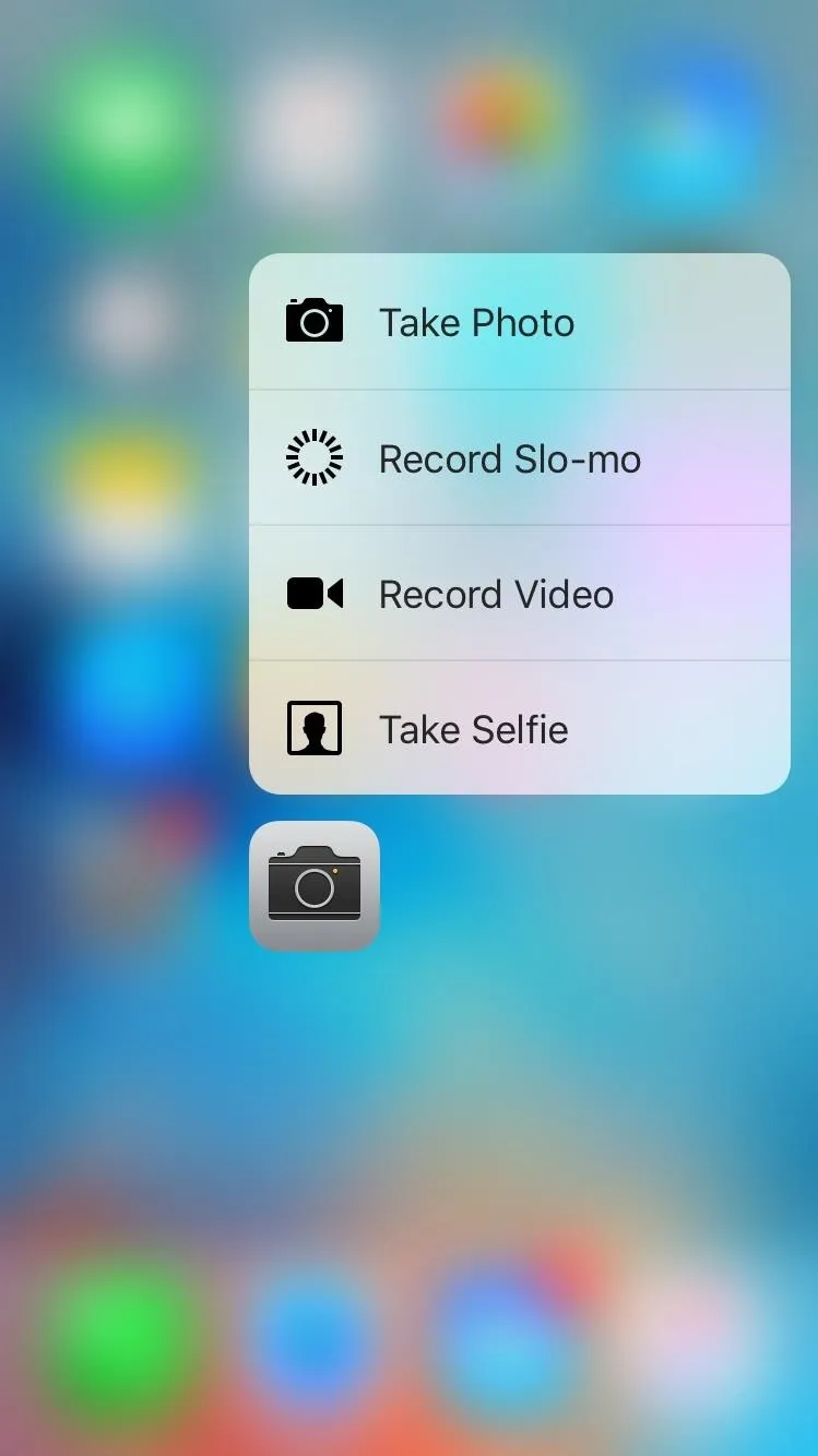 Camera options menu on a smartphone screen.