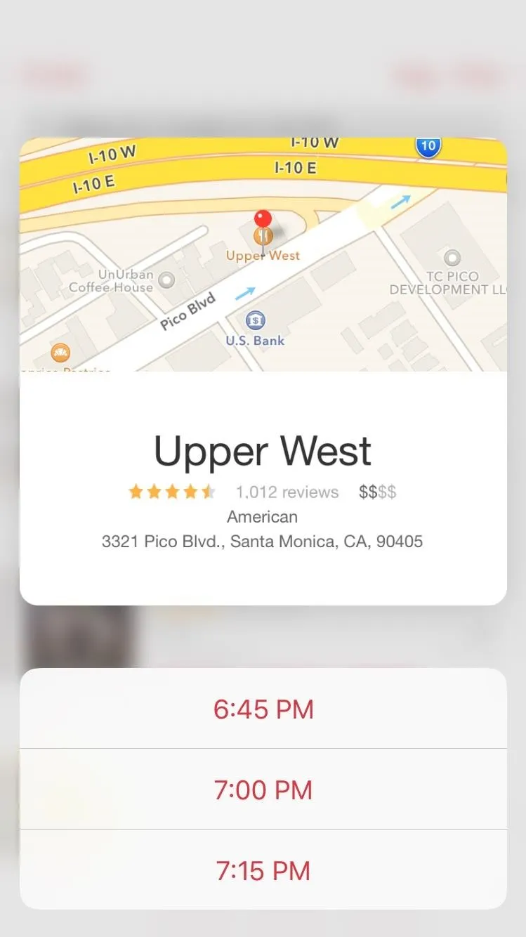 Map showing location and schedule for Upper West restaurant in Danville, CA.