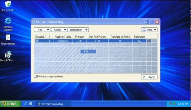 Network settings configuration window on a computer screen.