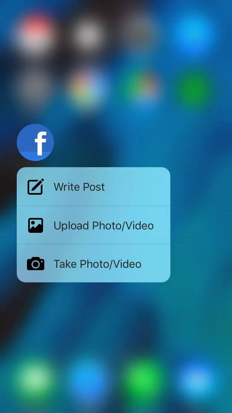 Social media options displayed on a smartphone screen.