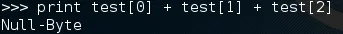 Code snippet displaying a Python print statement outputting "Null-Byte".