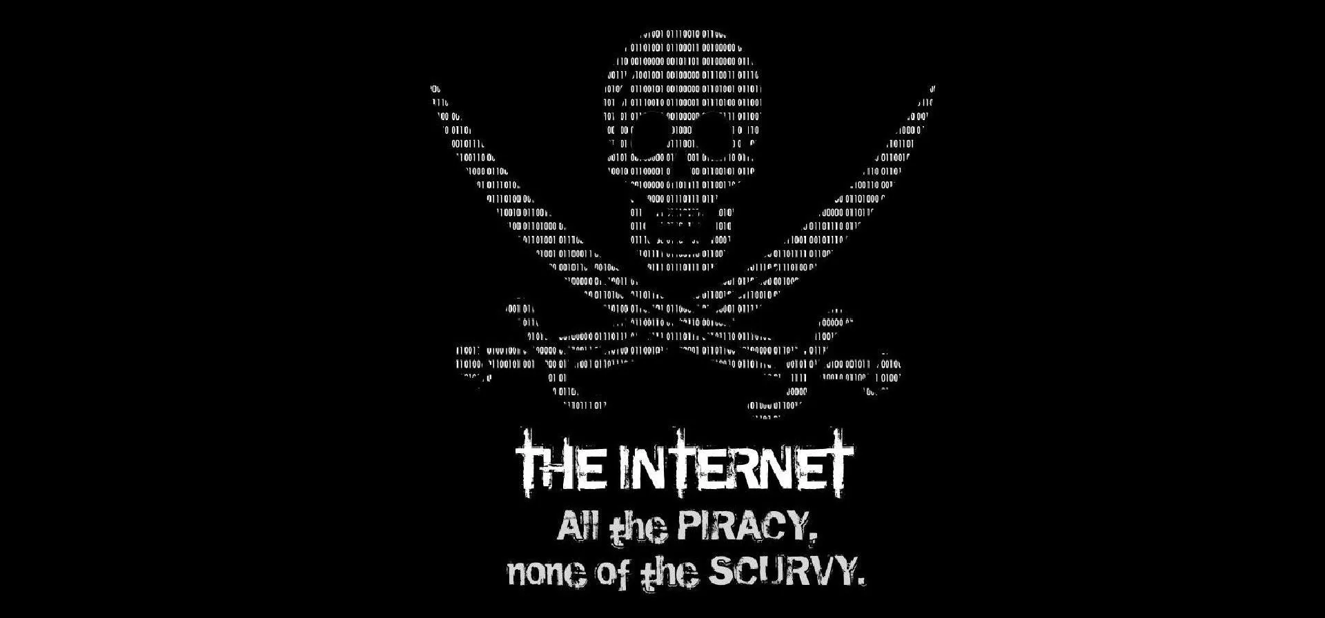 Pirate-themed graphic with the text "THE INTERNET: All the PIRACY, none of the SCURVY."