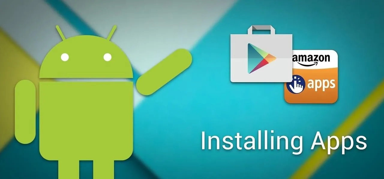 Android mascot next to app installation icons with text "Installing Apps".