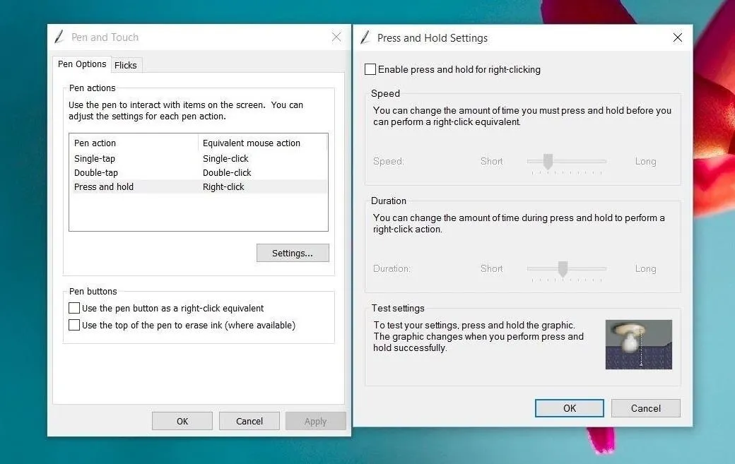 Mouse and keyboard settings configuration window.